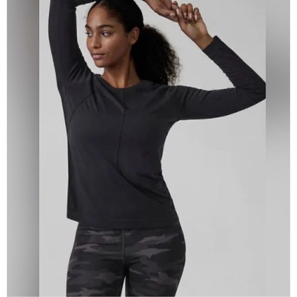 Athleta Black Foothill Seamless Long Sleeve Shirt Sz Small